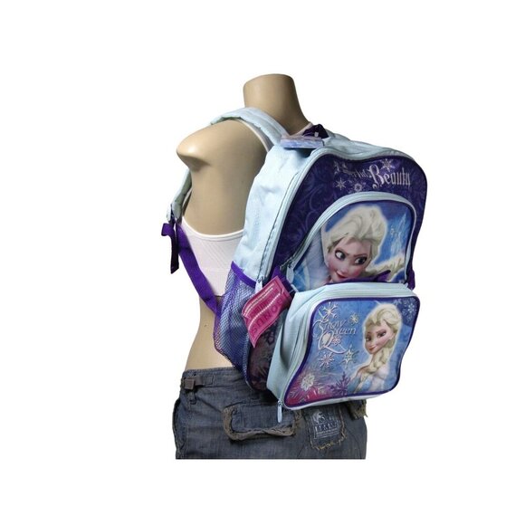Frozen Elsa Snow Queen Powerful Beauty Purple BackPack Lunch Bag Kids 16 inch - Picture 4 of 6
